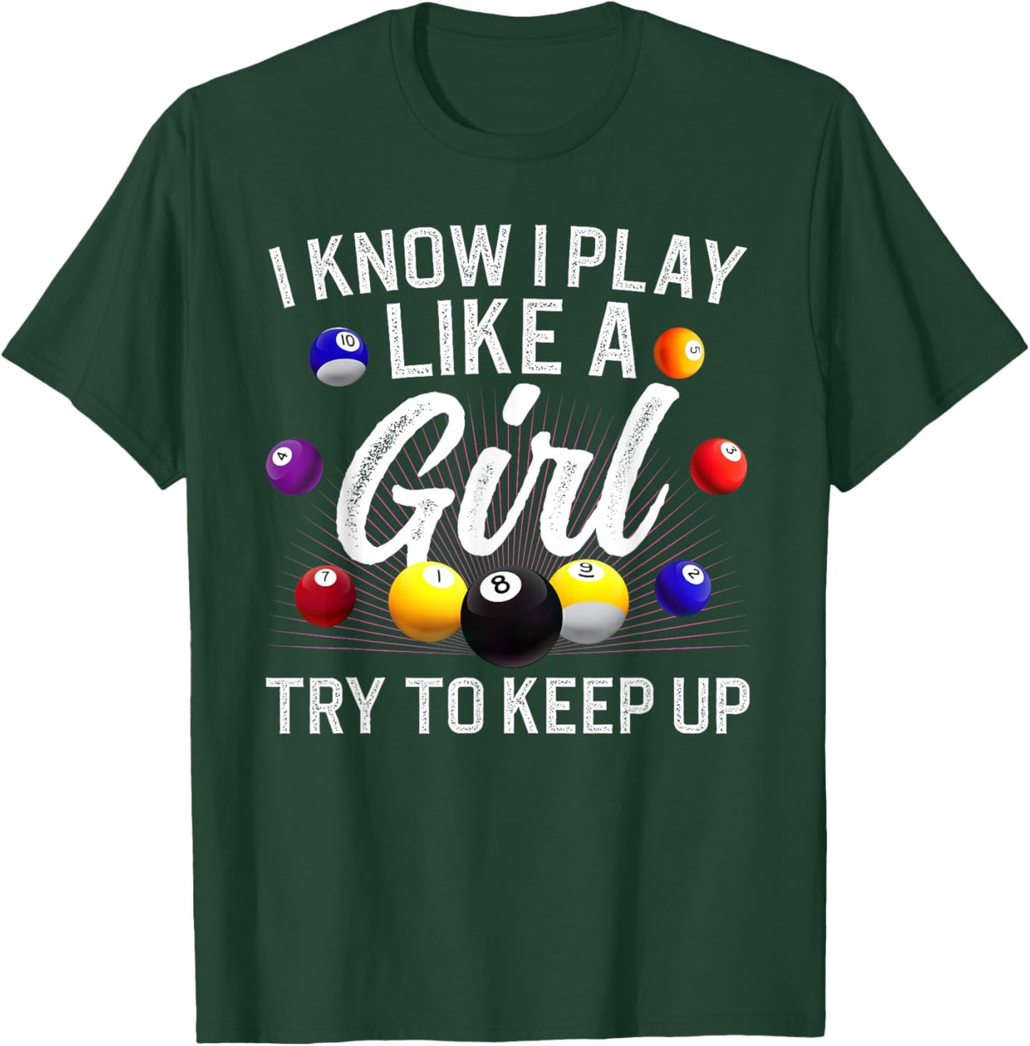 Funny Billiards Design Girls Pool Billiard Player T-Shirt - T-Shirt | Forest