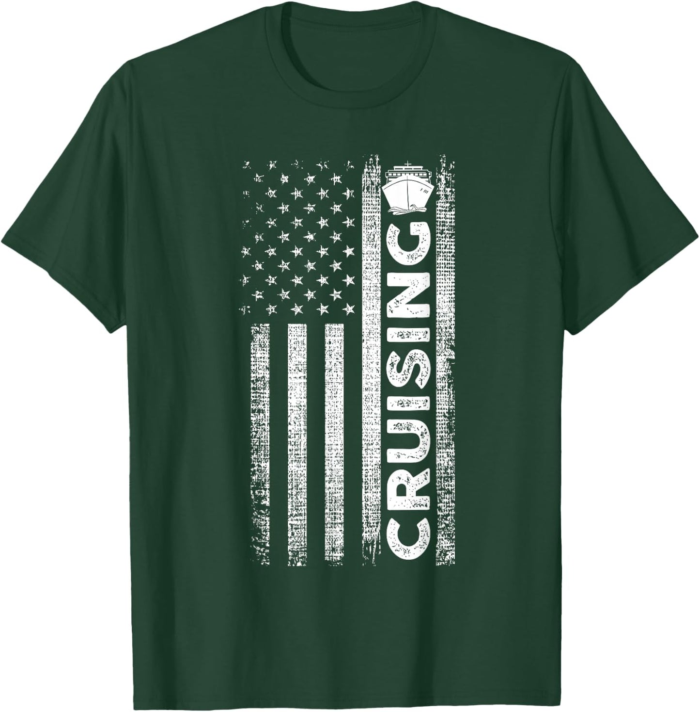 Cruise Ship Captain American Flag Cruising T-Shirt - T-Shirt | Forest