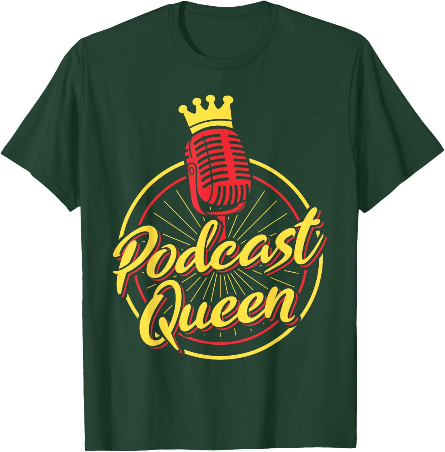 Podcasting Radio Streaming Vintage Podcast Queen T-Shirt - T-Shirt | Forest