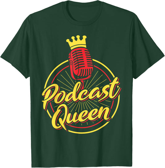 Podcasting Radio Streaming Vintage Podcast Queen T-Shirt - T-Shirt | Forest