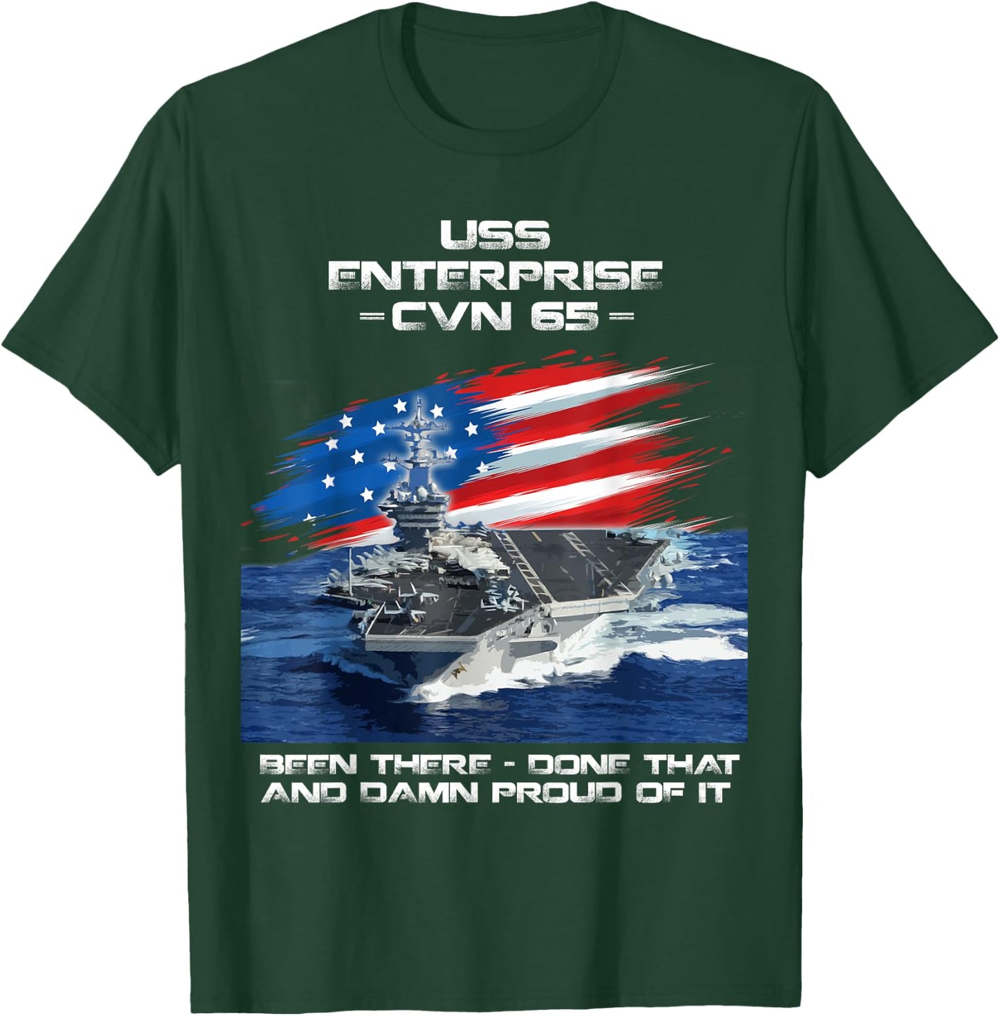 USS Enterprise CVN 65 Aircraft Carrier Veteran USA Flag Xmas T-Shirt - T-Shirt | Forest