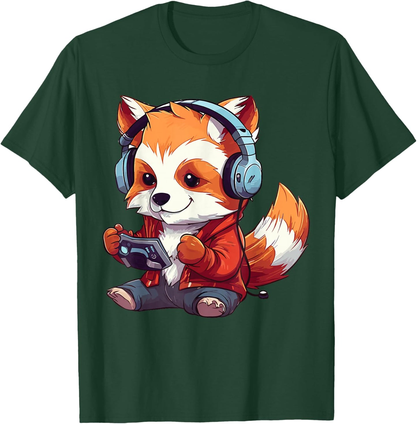 Cute Red Panda Gamer Funny Gaming Red Panda Lover T-Shirt - T-Shirt | Forest