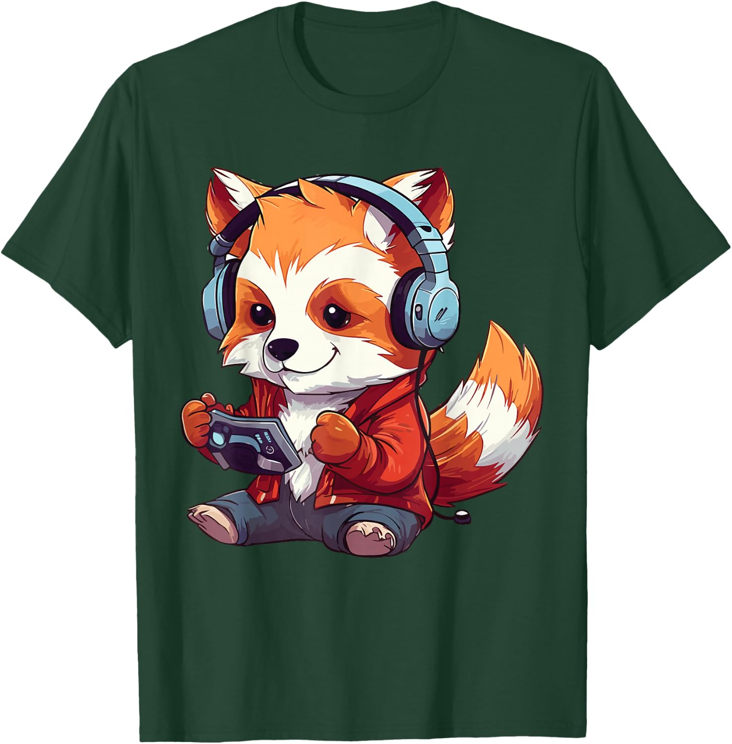 Cute Red Panda Gamer Funny Gaming Red Panda Lover T-Shirt - T-Shirt | Forest