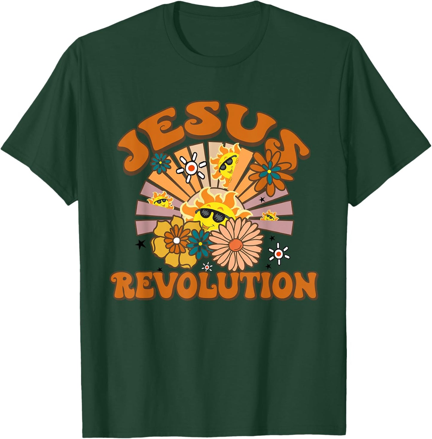 Jesus Revolution Funny Christian Retro Groovy Boho T-Shirt - T-Shirt | Forest