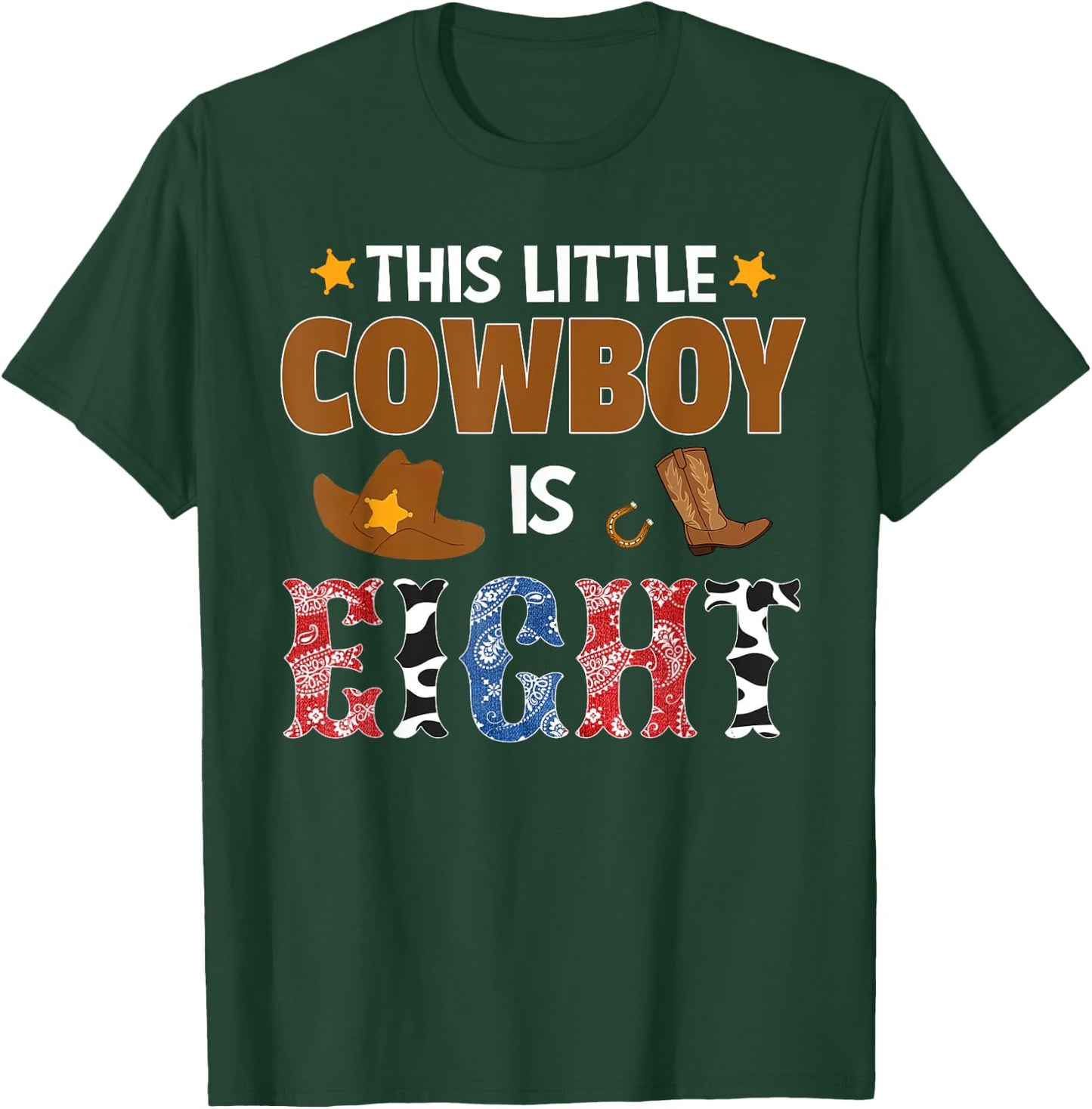 Eight Year Old Cowboy 8th Birthday Party Western Rodeo Theme T-Shirt - T-Shirt | Forest