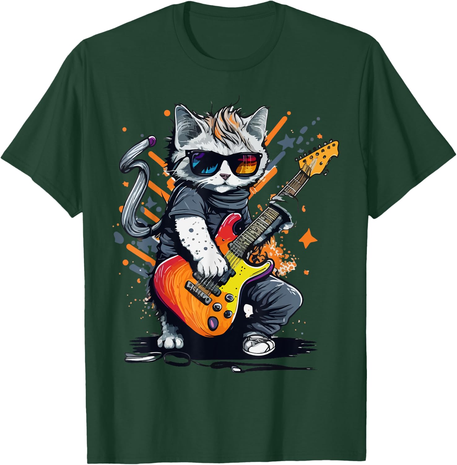 Cat Rock 'n Roll, Cat Rock, Rocking Cat, Cat Rock Bands Women Girls Kids T-Shirt - T-Shirt | Forest