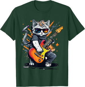 Cat Rock 'n Roll, Cat Rock, Rocking Cat, Cat Rock Bands Women Girls Kids T-Shirt - T-Shirt | Forest