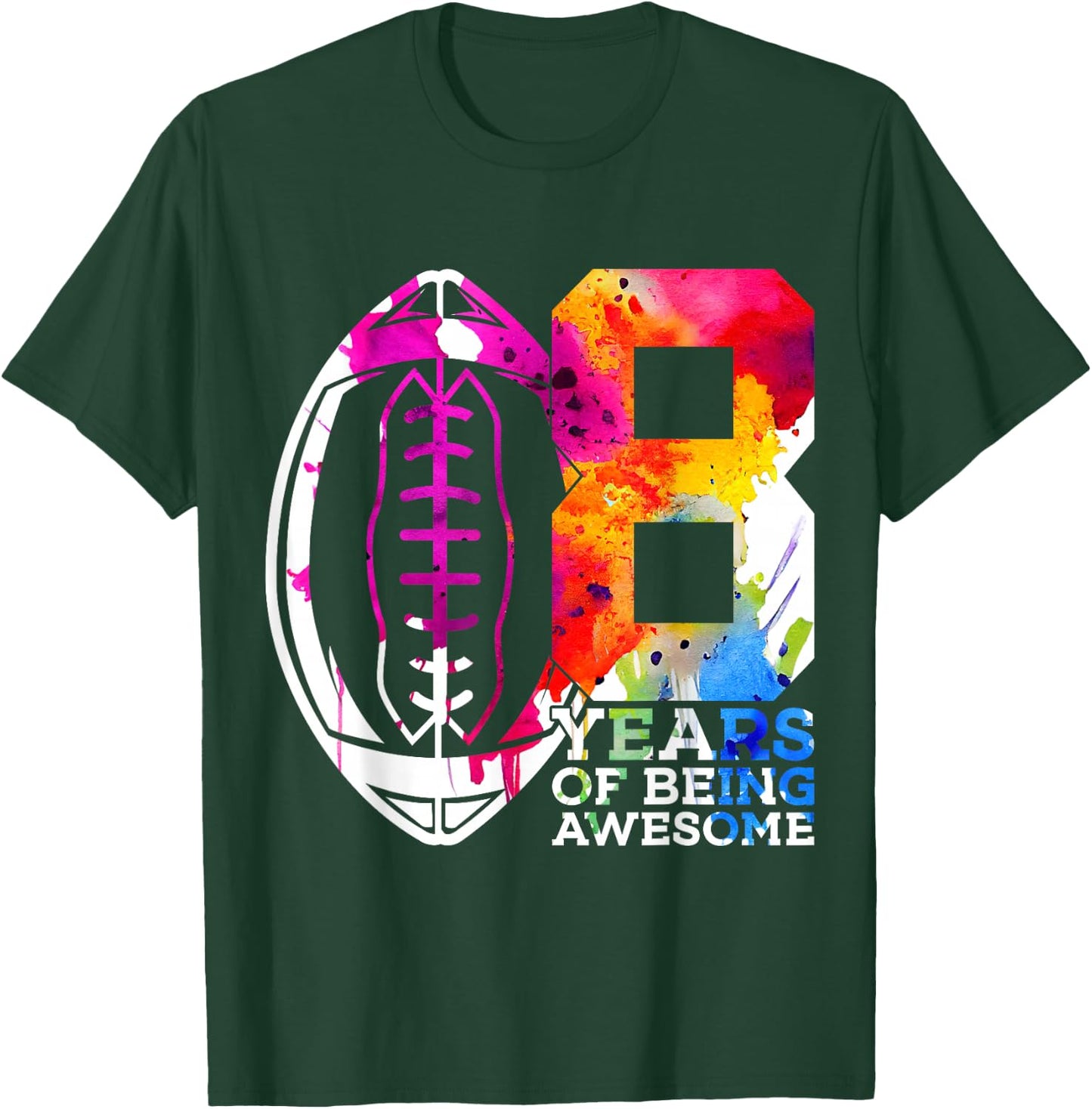 8 Years of Being Awesome Football 8TH Birthday T-Shirt - T-Shirt | Forest
