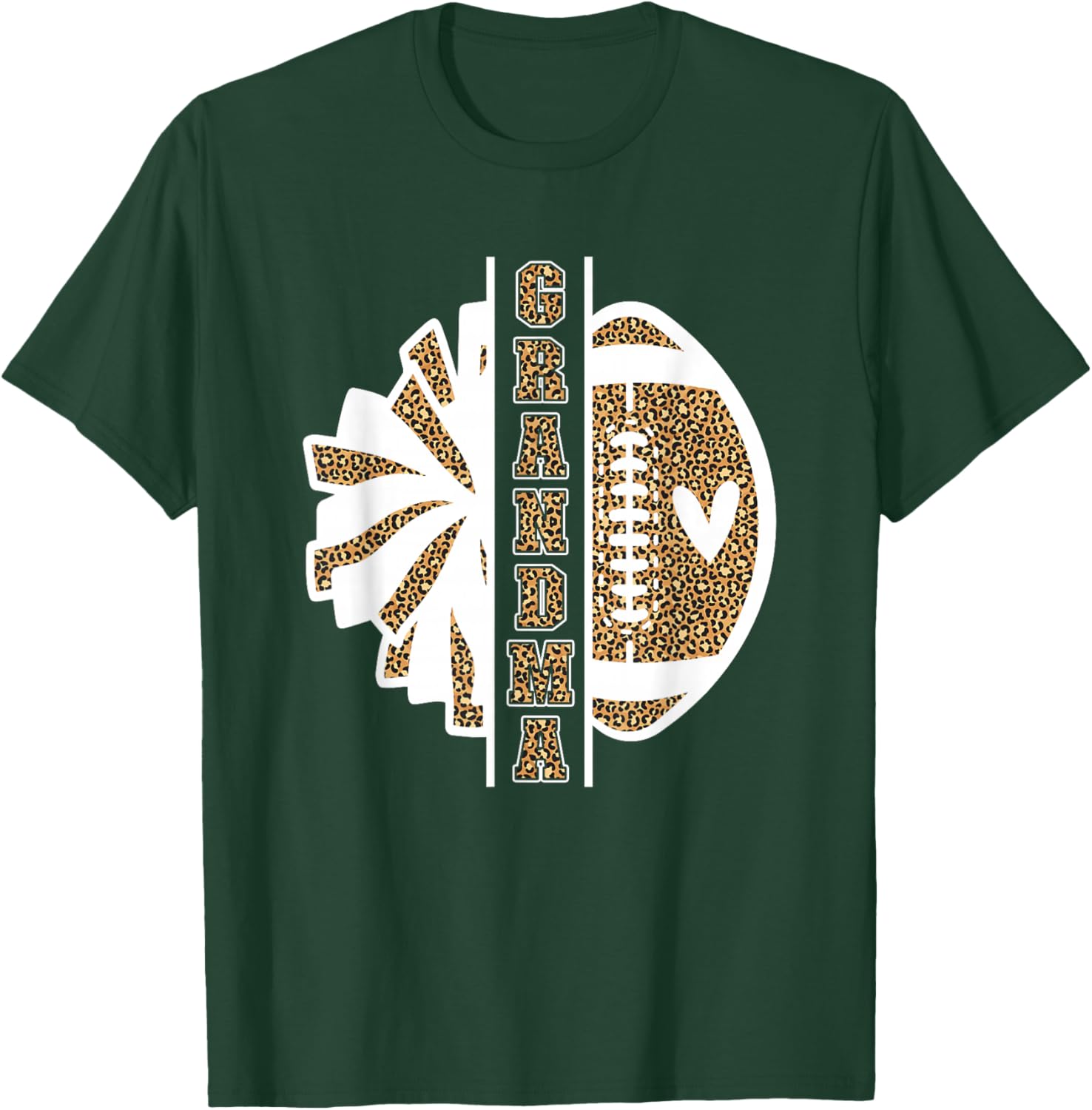 Grandma Of A Football Player & Cheerleader Grandma Leopard T-Shirt - T-Shirt | Forest