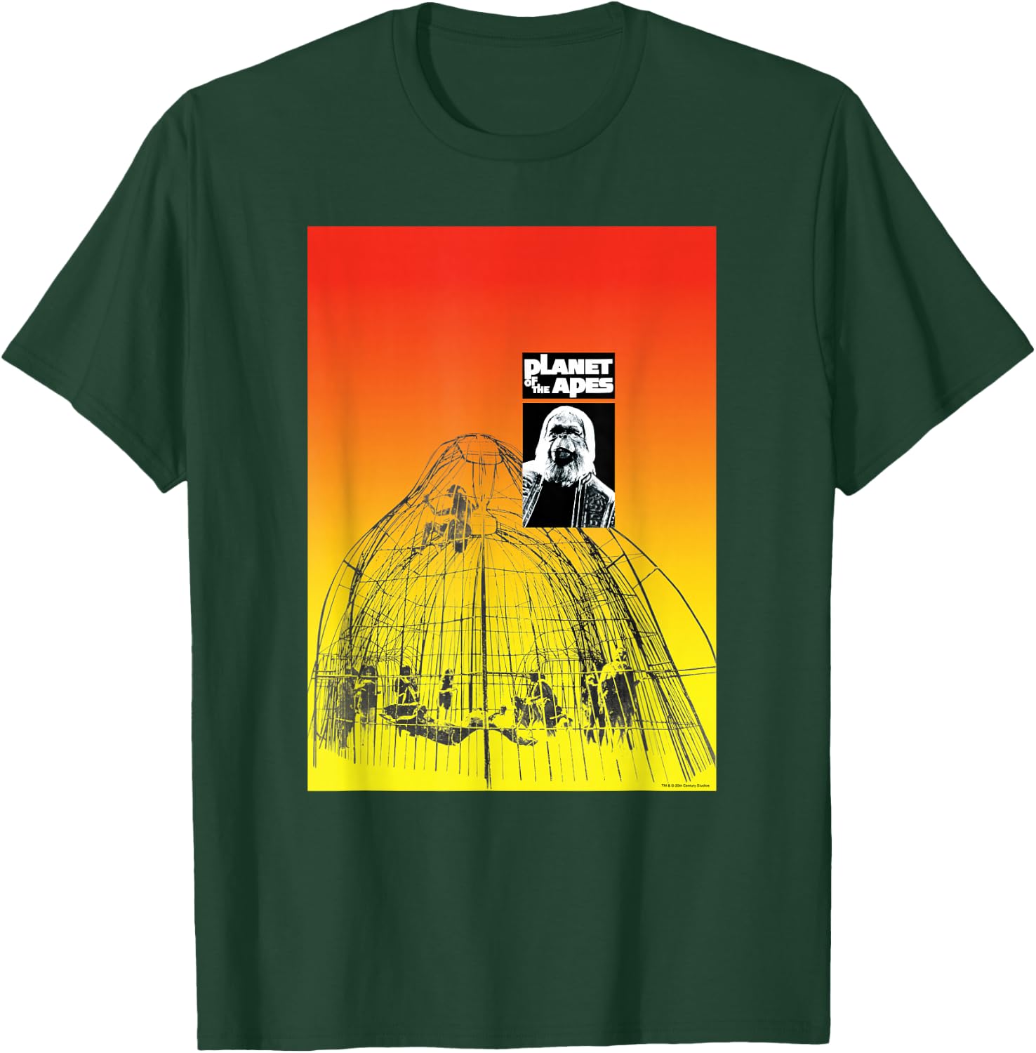 Planet of the Apes 1968 Dr Zaius and Cage Vintage Poster Art , Small T-Shirt - T-Shirt | Forest