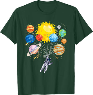 Funny Astronaut Planet Space Solar System Men Women Kids T-Shirt - T-Shirt | Forest