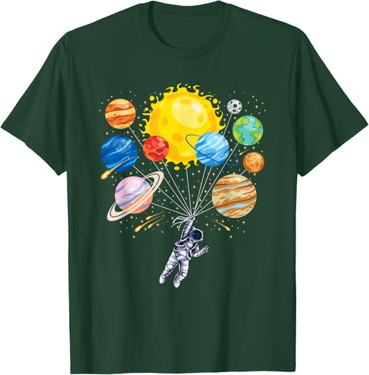 Funny Astronaut Planet Space Solar System Men Women Kids T-Shirt - T-Shirt | Forest