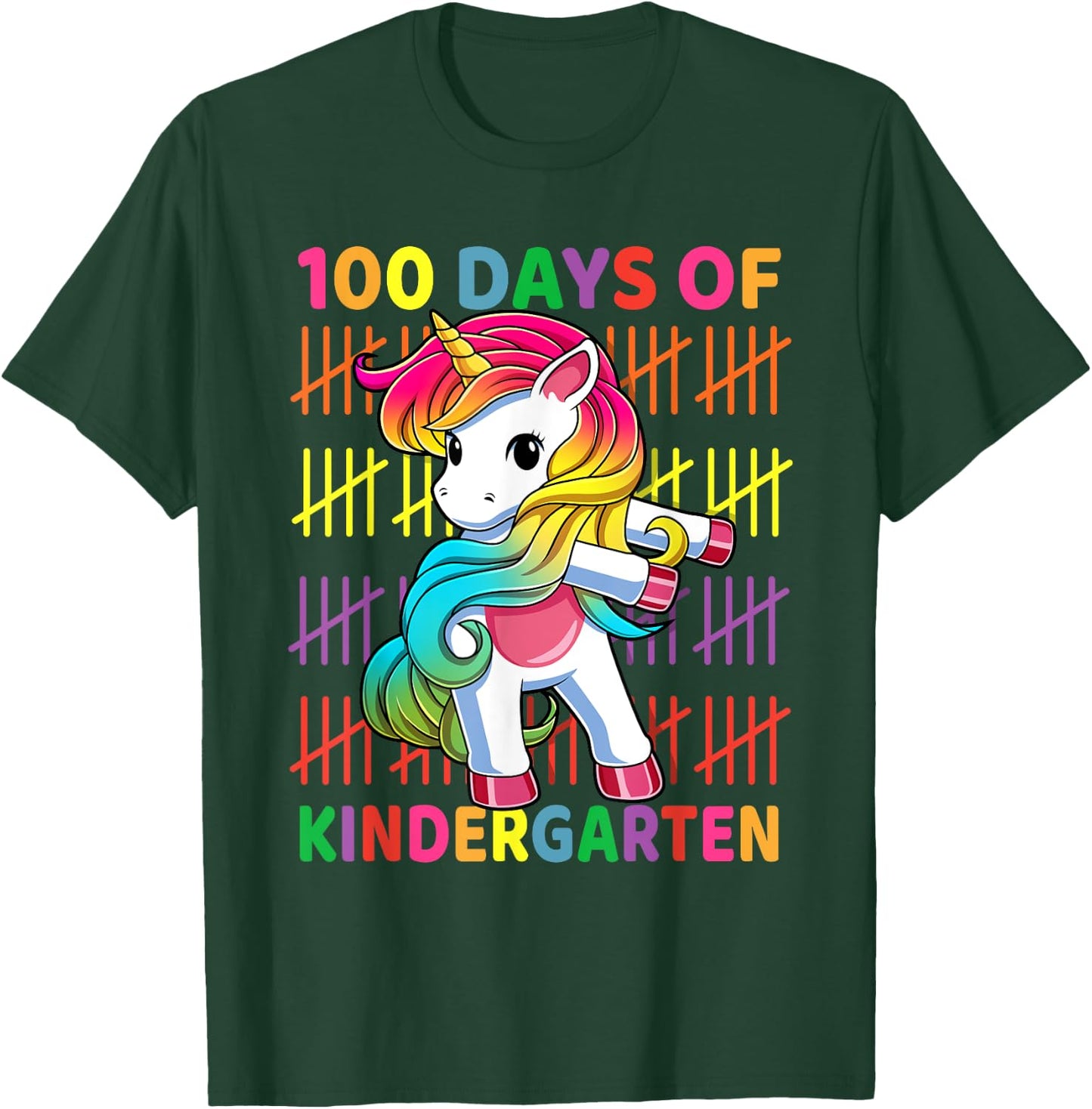 100 Days of Kindergarten School Unicorn Flossing Girls Kids T-Shirt - T-Shirt | Forest