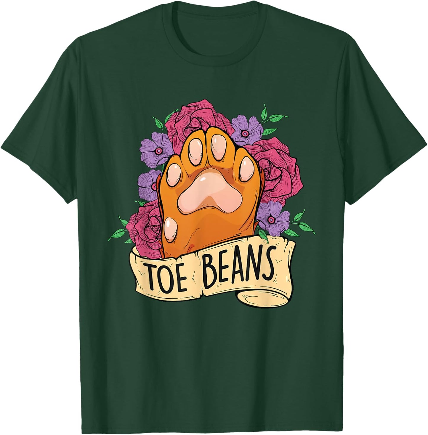 Toe Beans - Retro Paws Cat Owner Animal Lover Veterinarian Women Kids T-Shirt - T-Shirt | Forest