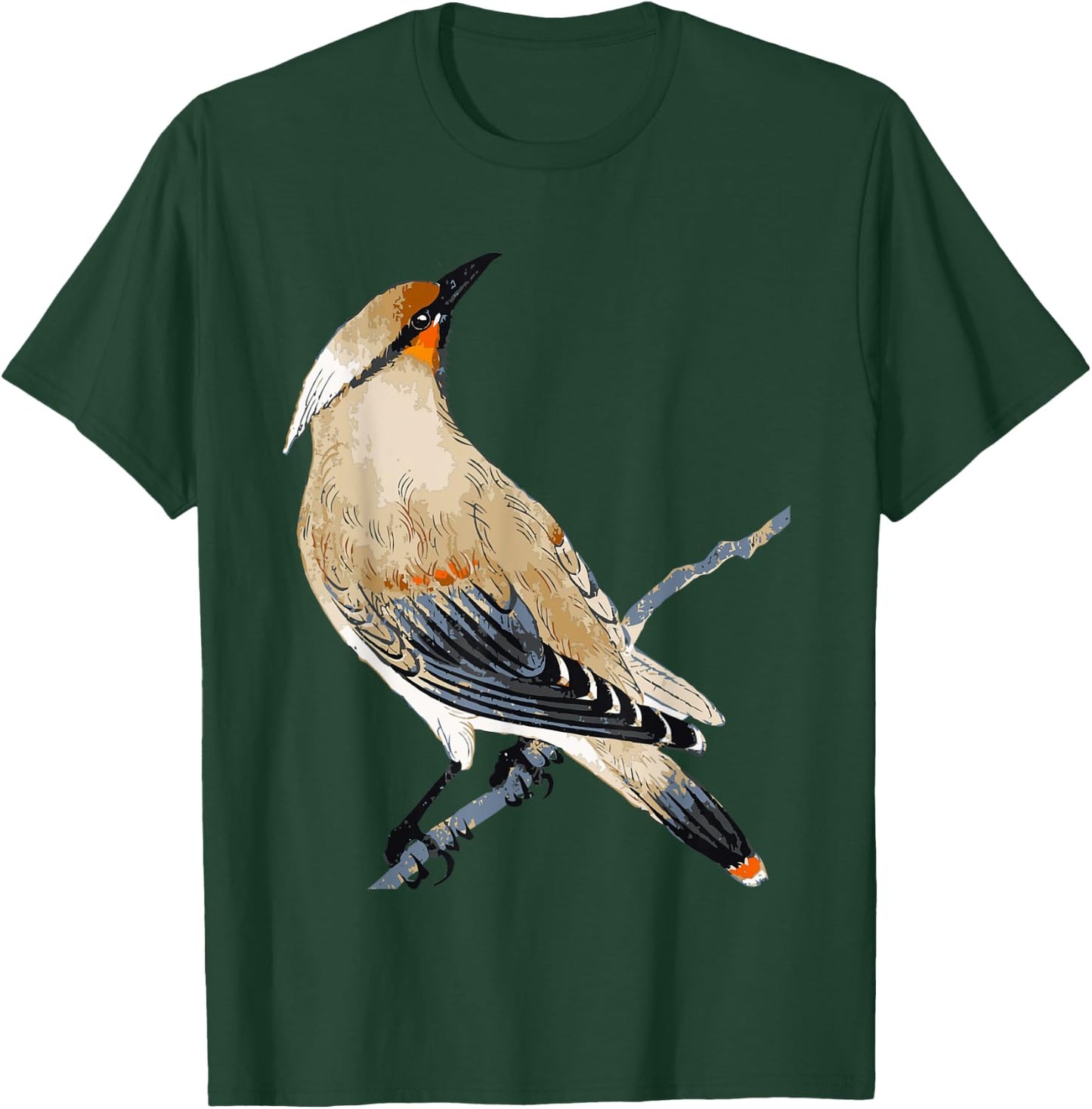 Cedar Waxwing Art Illustration T-Shirt - T-Shirt | Forest