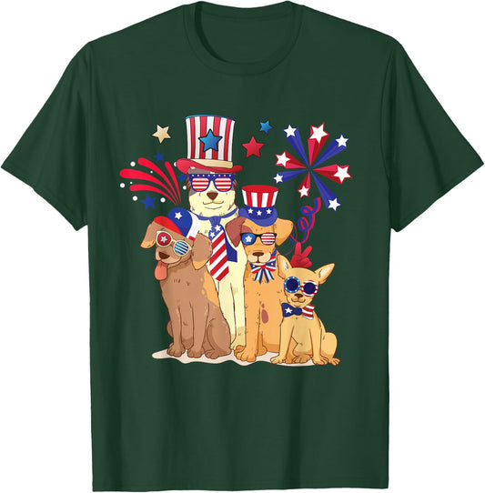 Patriotic Dog 4th Of July Funny Dogs Lovers for Pet Owners T-Shirt - T-Shirt | Forest