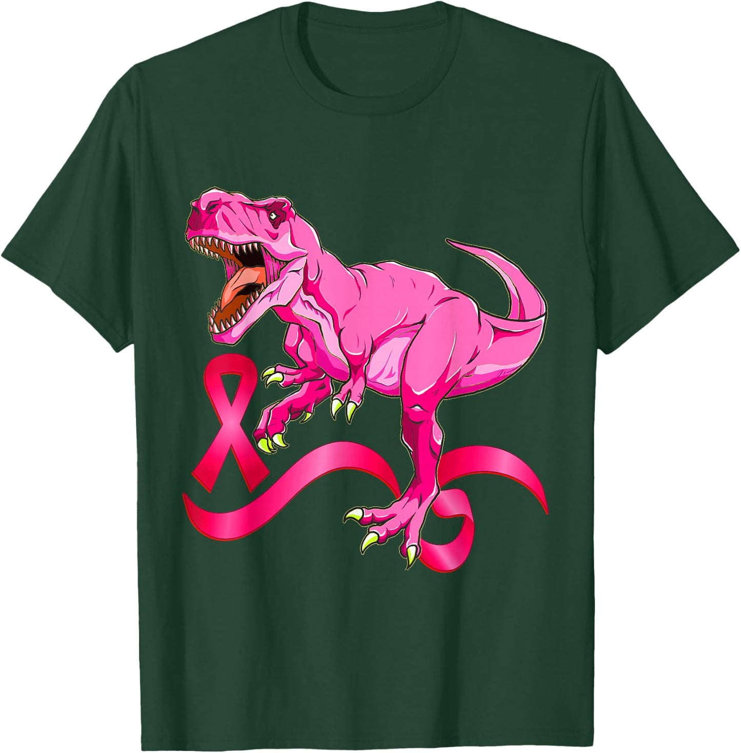 Pink Ribbon T-Rex Breast Cancer Awareness Boys Kids Toddler T-Shirt - T-Shirt | Forest