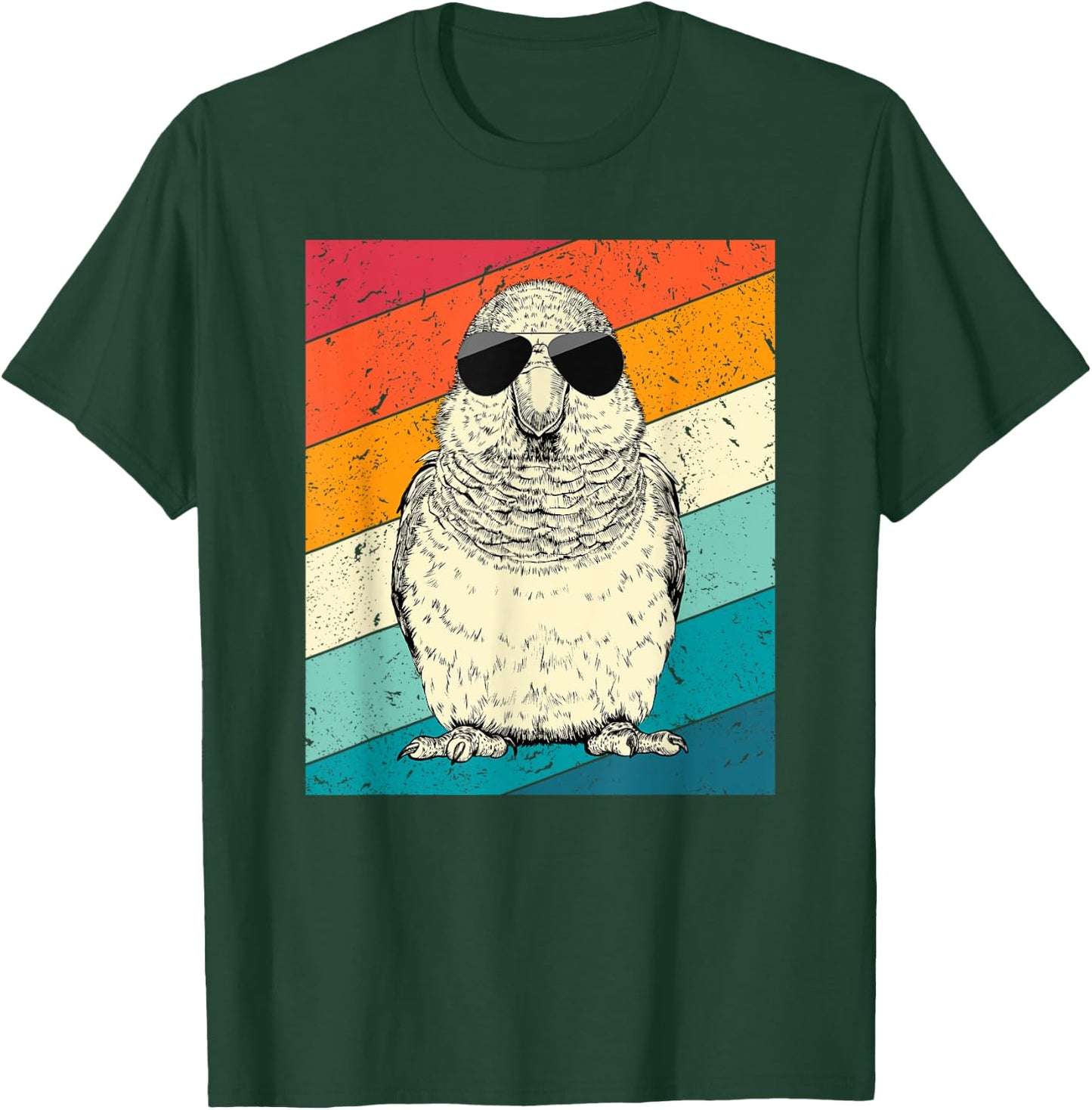 Retro Vintage Quaker Parrot with Sunglasses Bird Lovers T-Shirt - T-Shirt | Forest