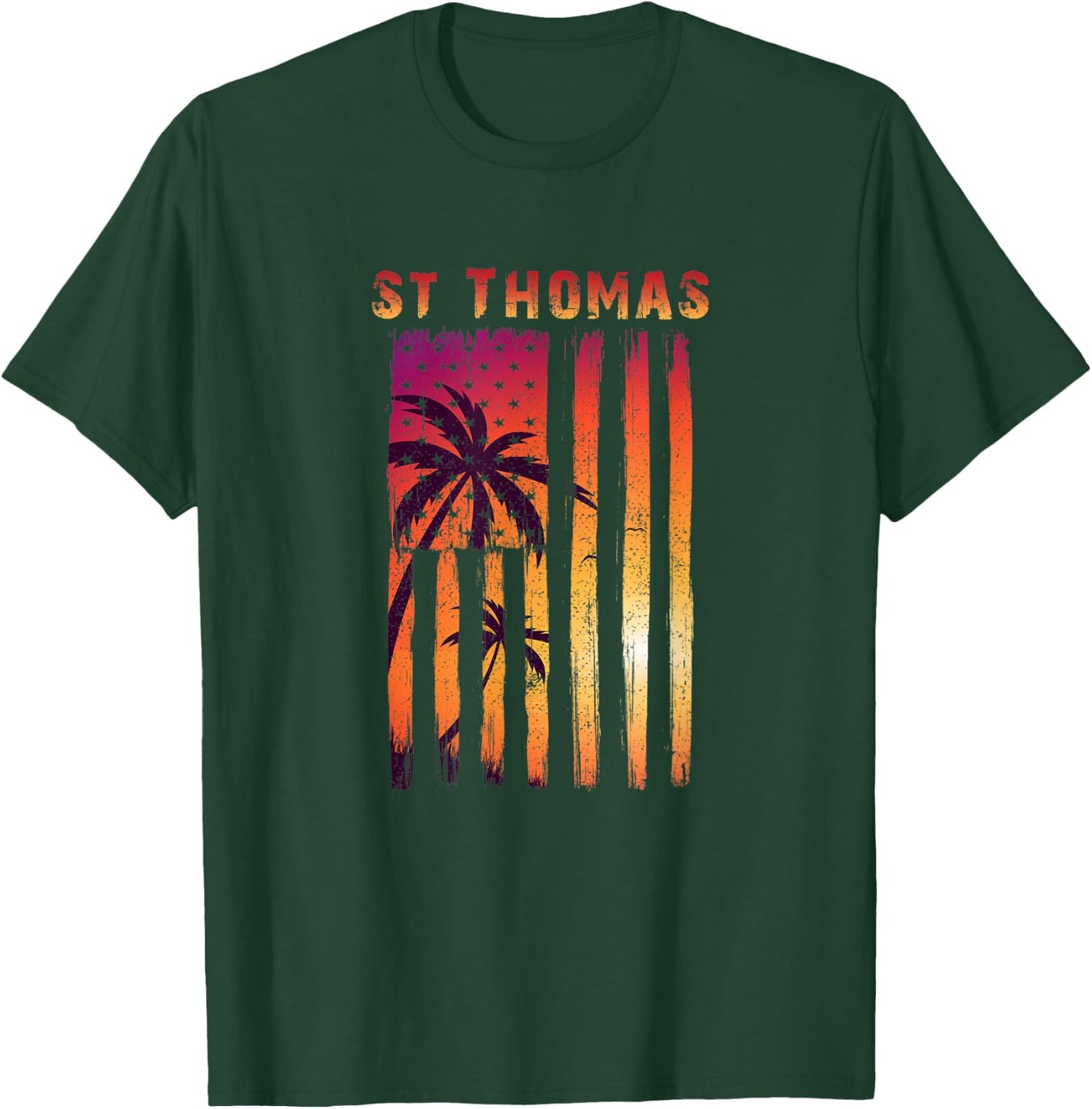 Vintage St. Thomas Patriotic Flag T-Shirt - T-Shirt | Forest