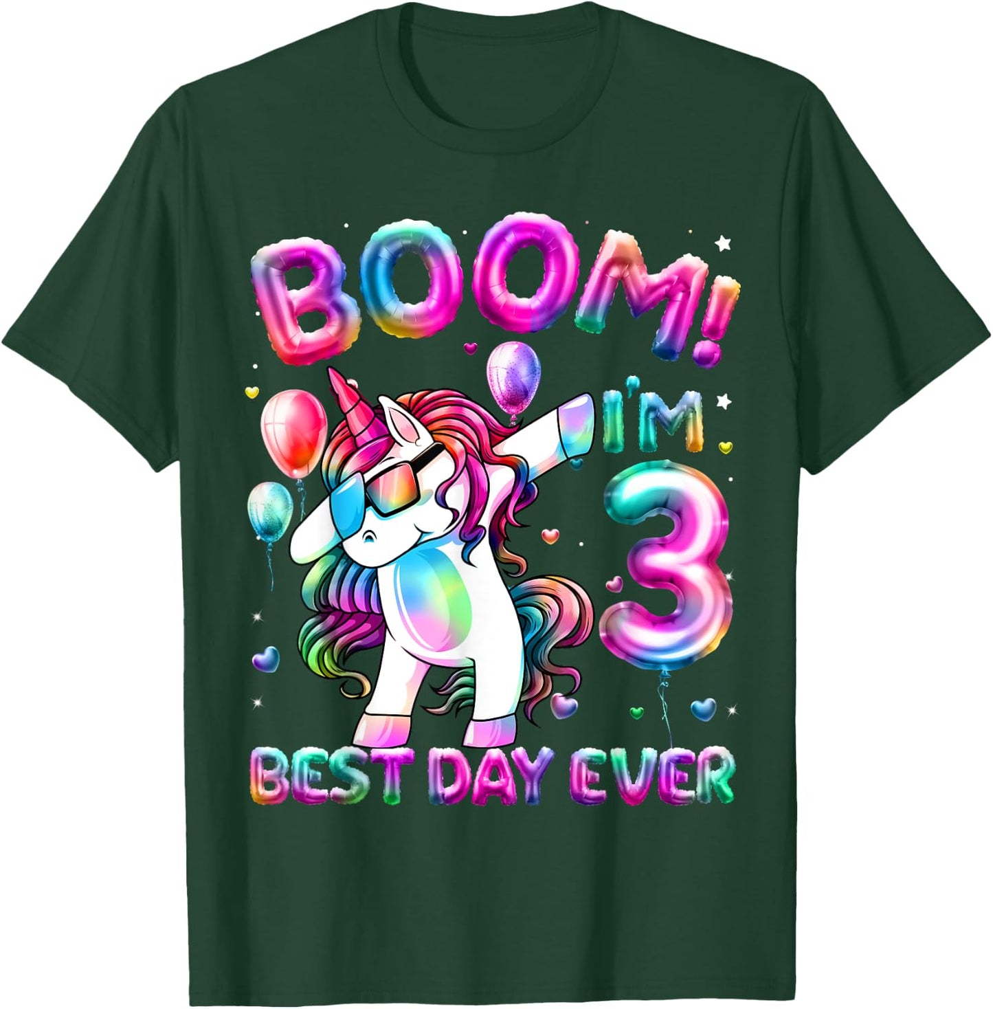 3 Years Old Dabbing Unicorn Gifts 3rd Birthday Girl Party T-Shirt - T-Shirt | Forest