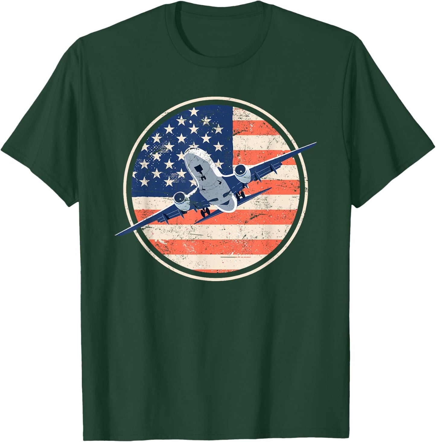 Airline Pilot American Flag Women Men T-Shirt - T-Shirt | Forest