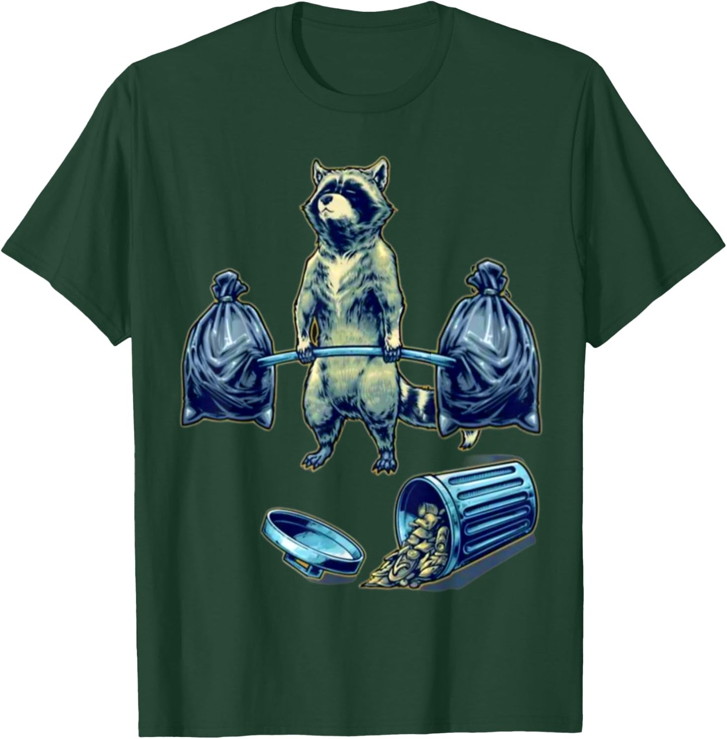 Deadlifting Raccoon Weightlifting Bodybuilding Fitness Gym T-Shirt - T-Shirt | Forest