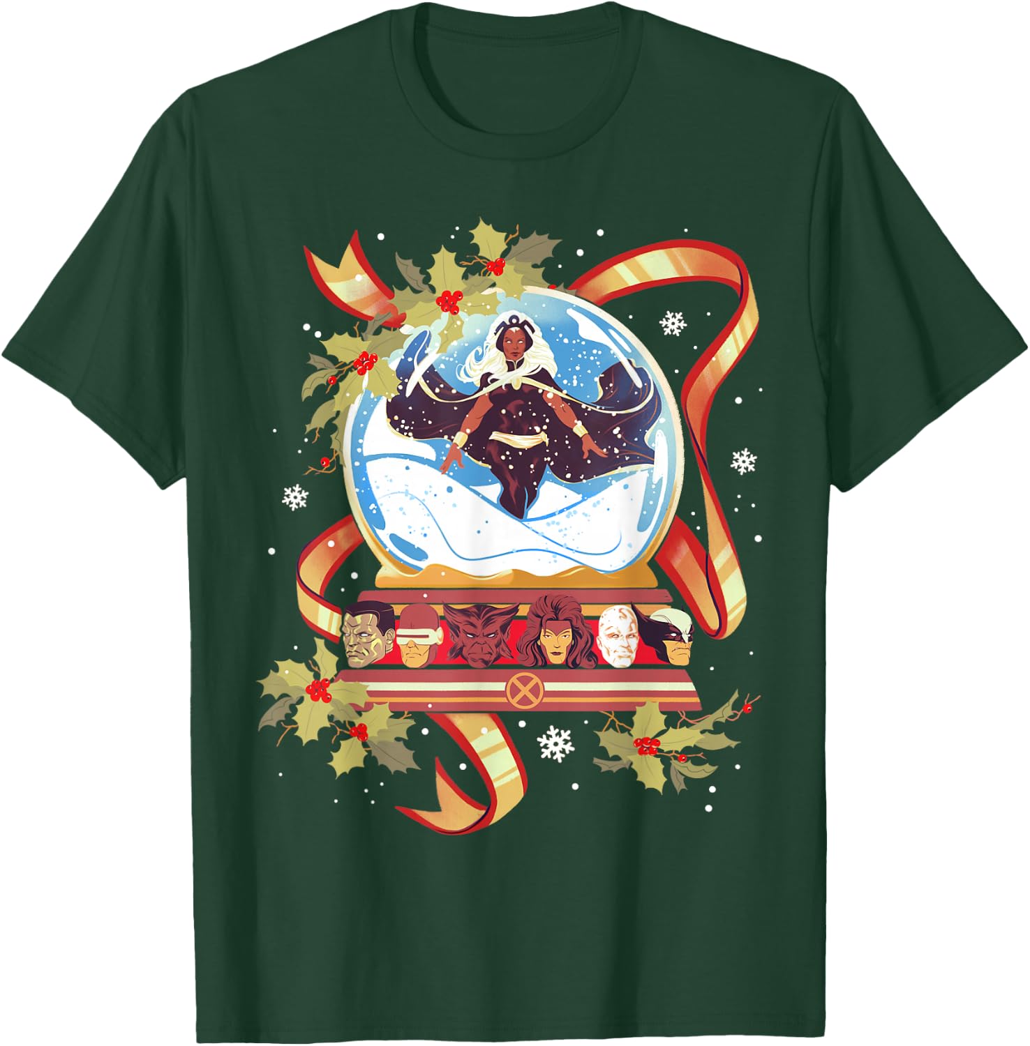 Marvel Storm and the X-Men Christmas Holiday Snow Globe T-Shirt - T-Shirt | Forest