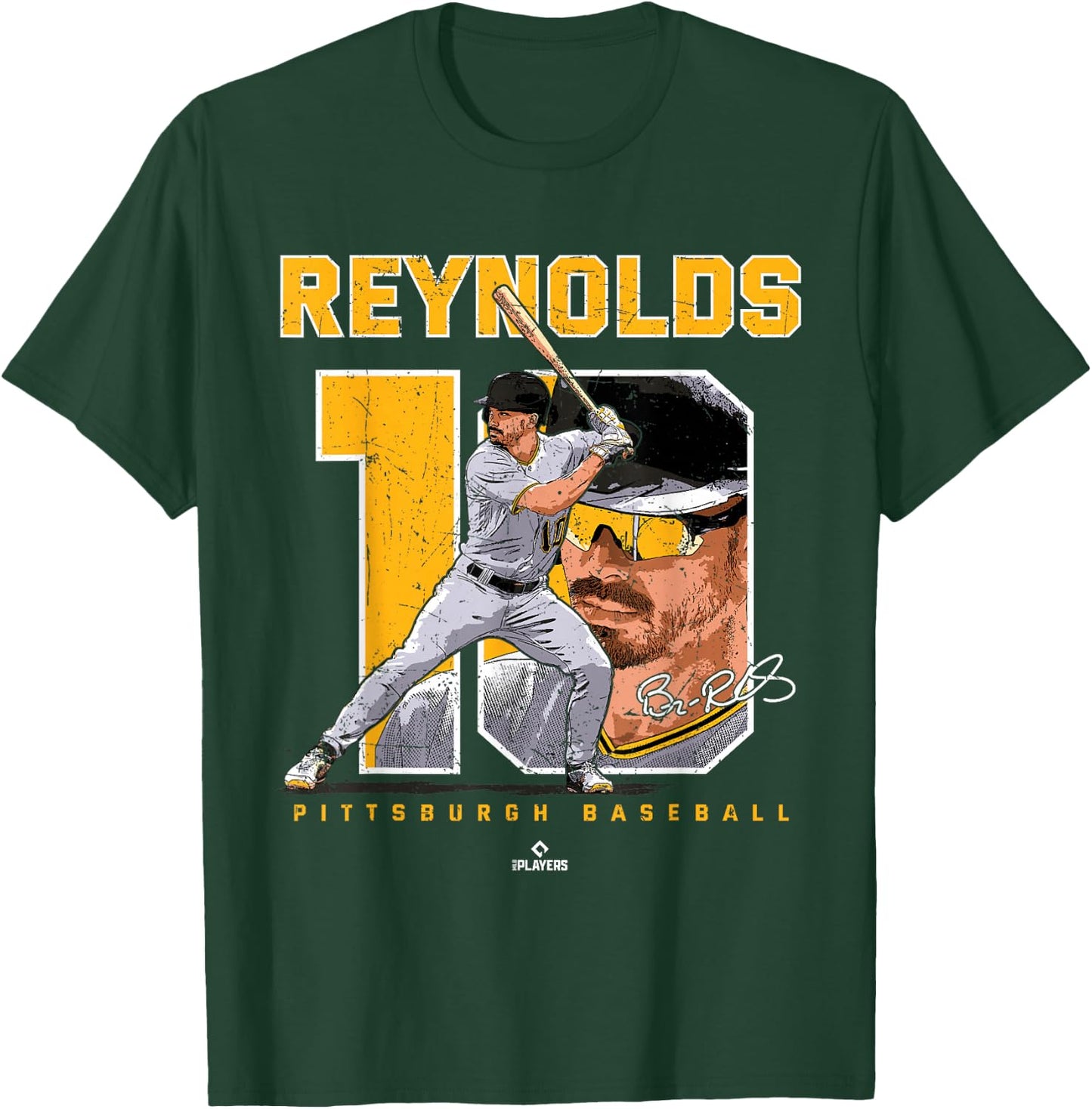 Number and Portrait Bryan Reynolds Pittsburgh MLBPA T-Shirt - T-Shirt | Forest