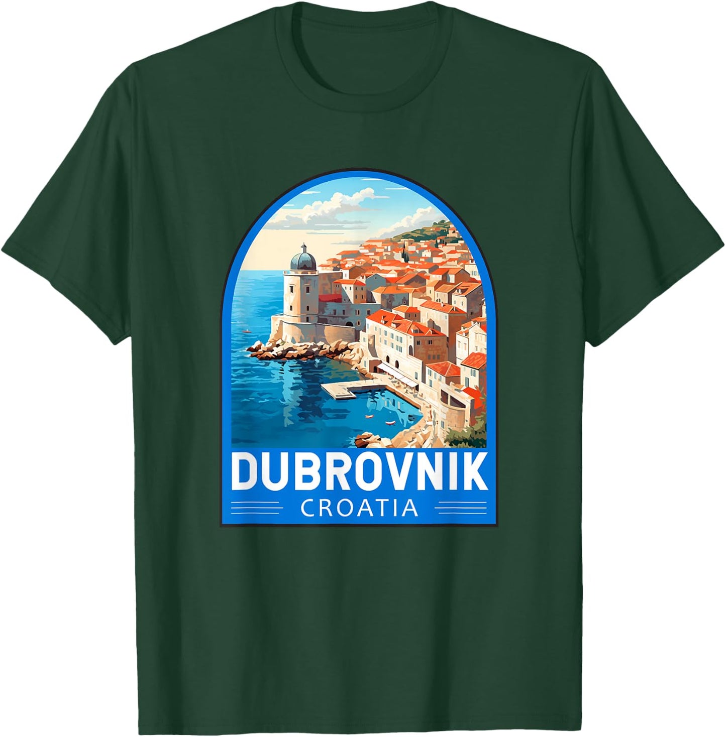 Dubrovnik Croatia Travel Retro Emblem Vintage T-Shirt - T-Shirt | Forest