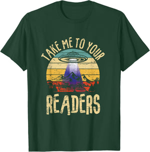 Vintage Take Me To Your Readers English Teacher Alien Space Men Women T-Shirt - T-Shirt | Forest