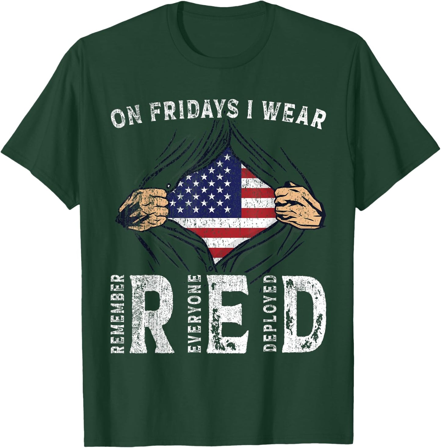 On Fridays I Wear Red USA Support American Troops T-Shirt - T-Shirt | Forest