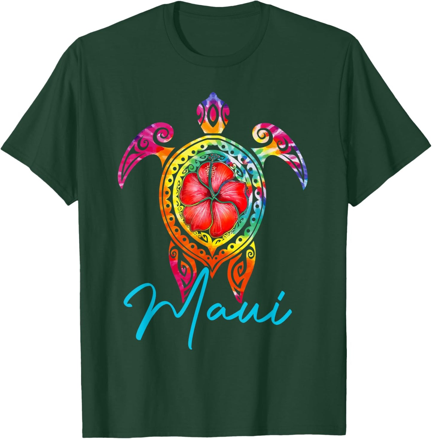 Maui Hawaii Tie Dye Sea Turtle, Maui Family Vacation 2025 T-Shirt - T-Shirt | Forest