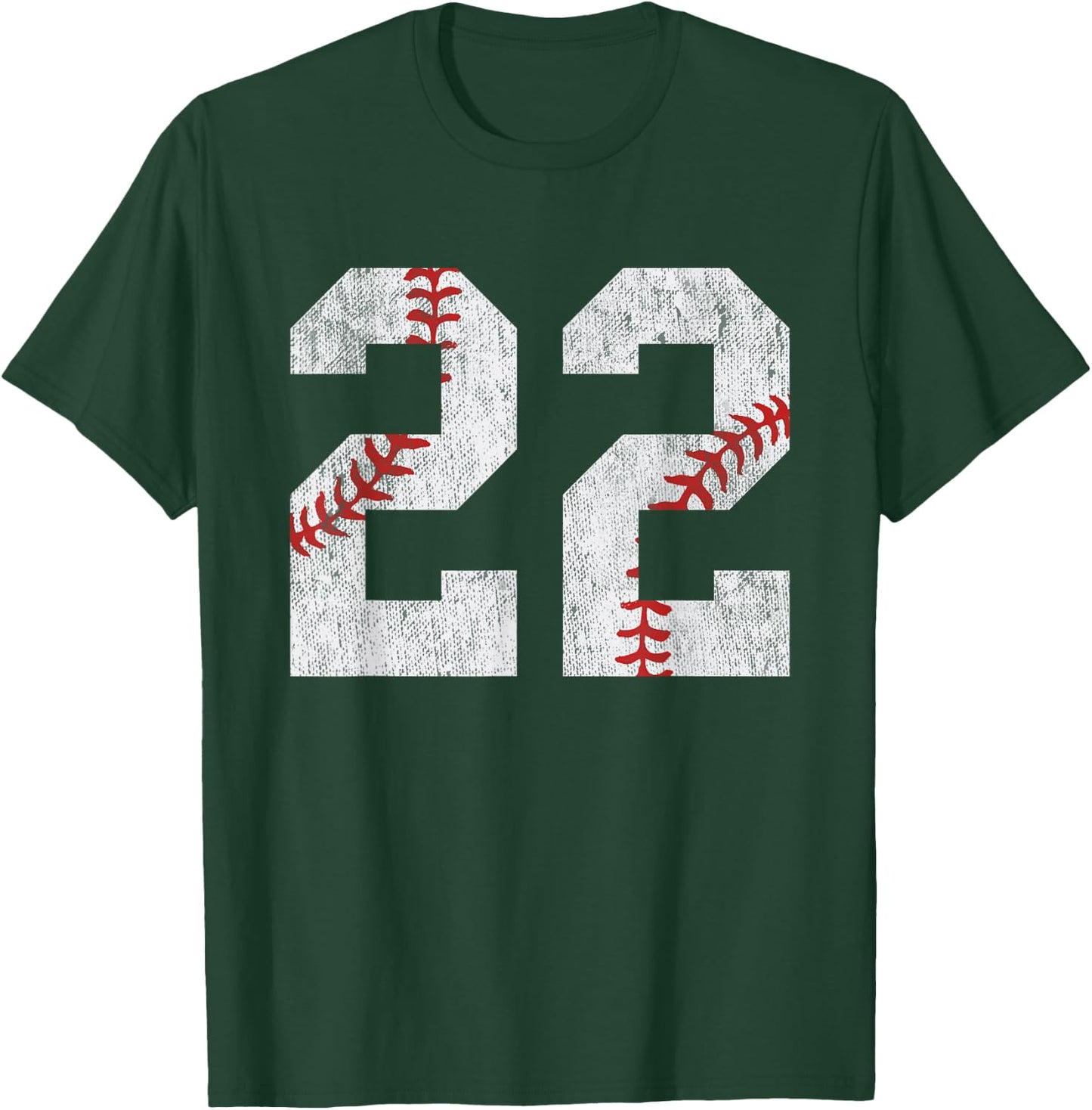 Number #22 Vintage 22nd Birthday Baseball Lover 22 Years Old T-Shirt - T-Shirt | Forest