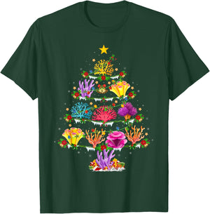 Coral Fish Lover Xmas Lights Coral Christmas Tree T-Shirt - T-Shirt | Forest
