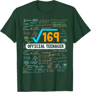 Square Root Of 169 13 Years Old Official Teenager Birthday T-Shirt - T-Shirt | Forest