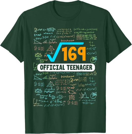 Square Root Of 169 13 Years Old Official Teenager Birthday T-Shirt - T-Shirt | Forest