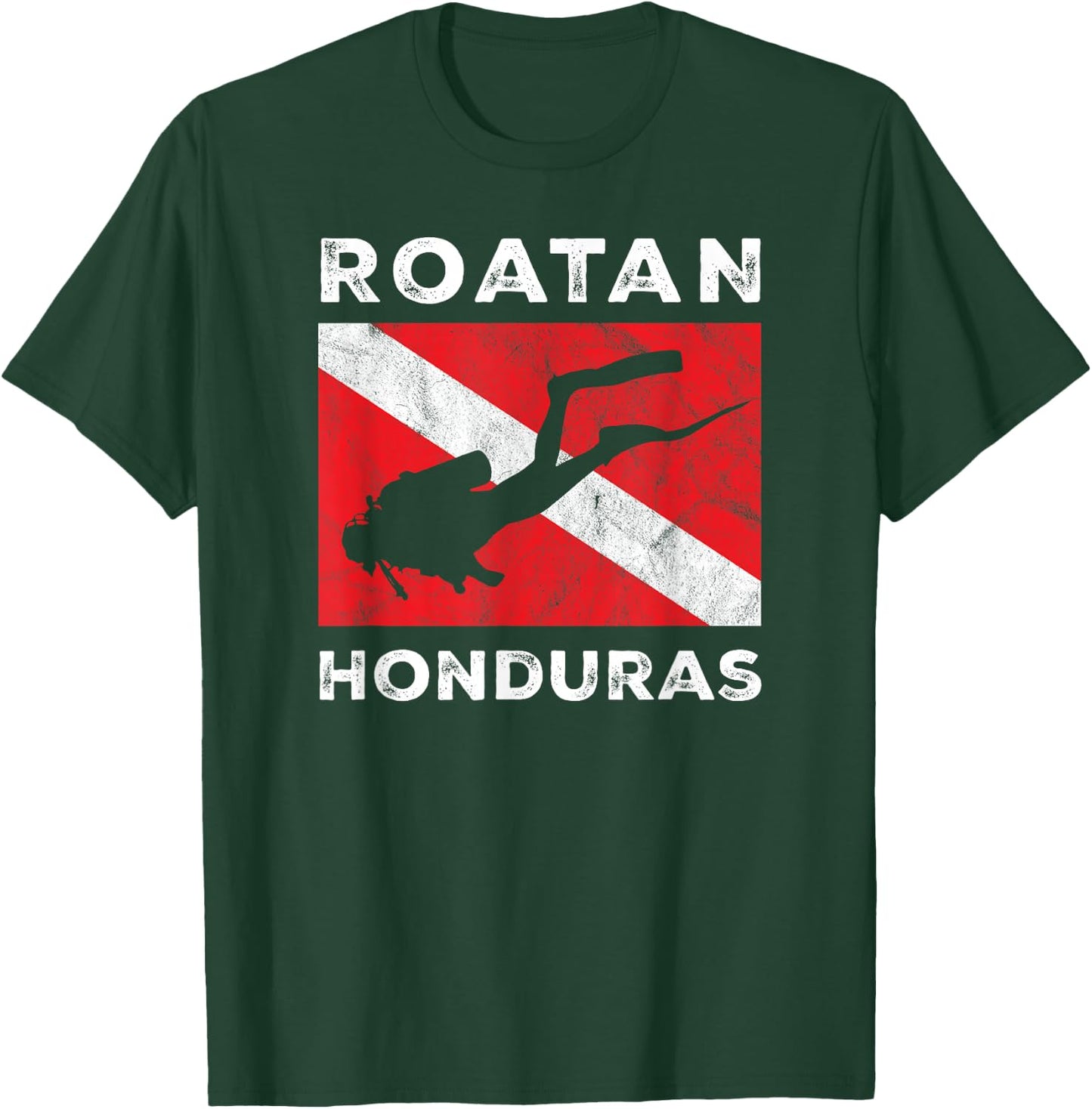 Retro Roatan Honduras Scuba Dive Vintage Dive Flag Diving T-Shirt - T-Shirt | Forest