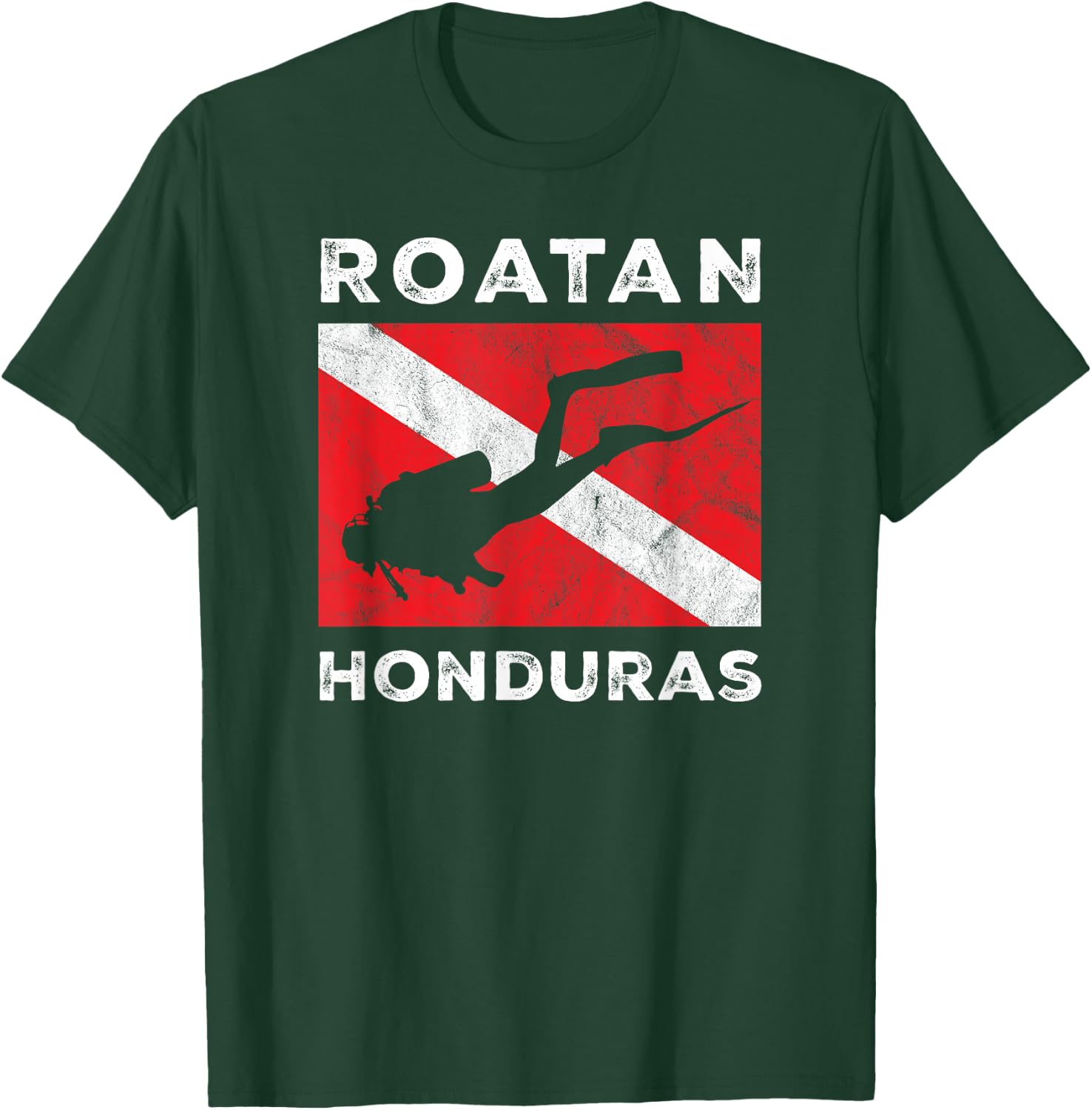 Retro Roatan Honduras Scuba Dive Vintage Dive Flag Diving T-Shirt - T-Shirt | Forest