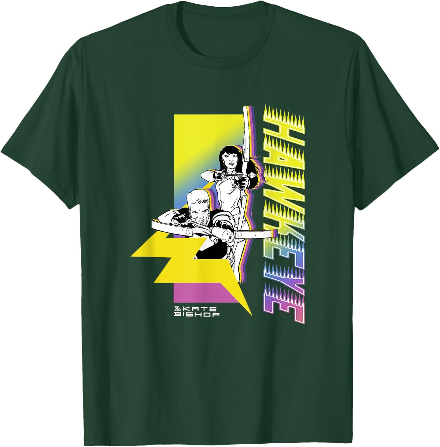 Marvel Comics Retro Classic Hawkeye & Kate Bishop Poster T-Shirt - T-Shirt | Forest
