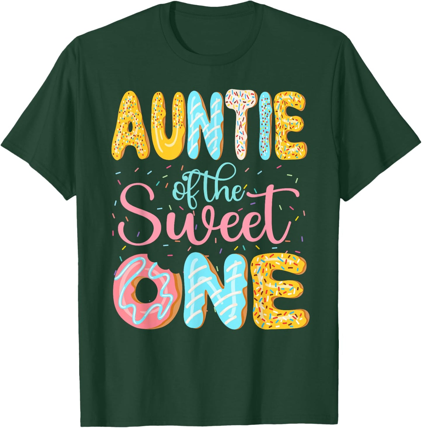 Auntie of the Sweet One Aunt Donuts Family Matching Party T-Shirt - T-Shirt | Forest