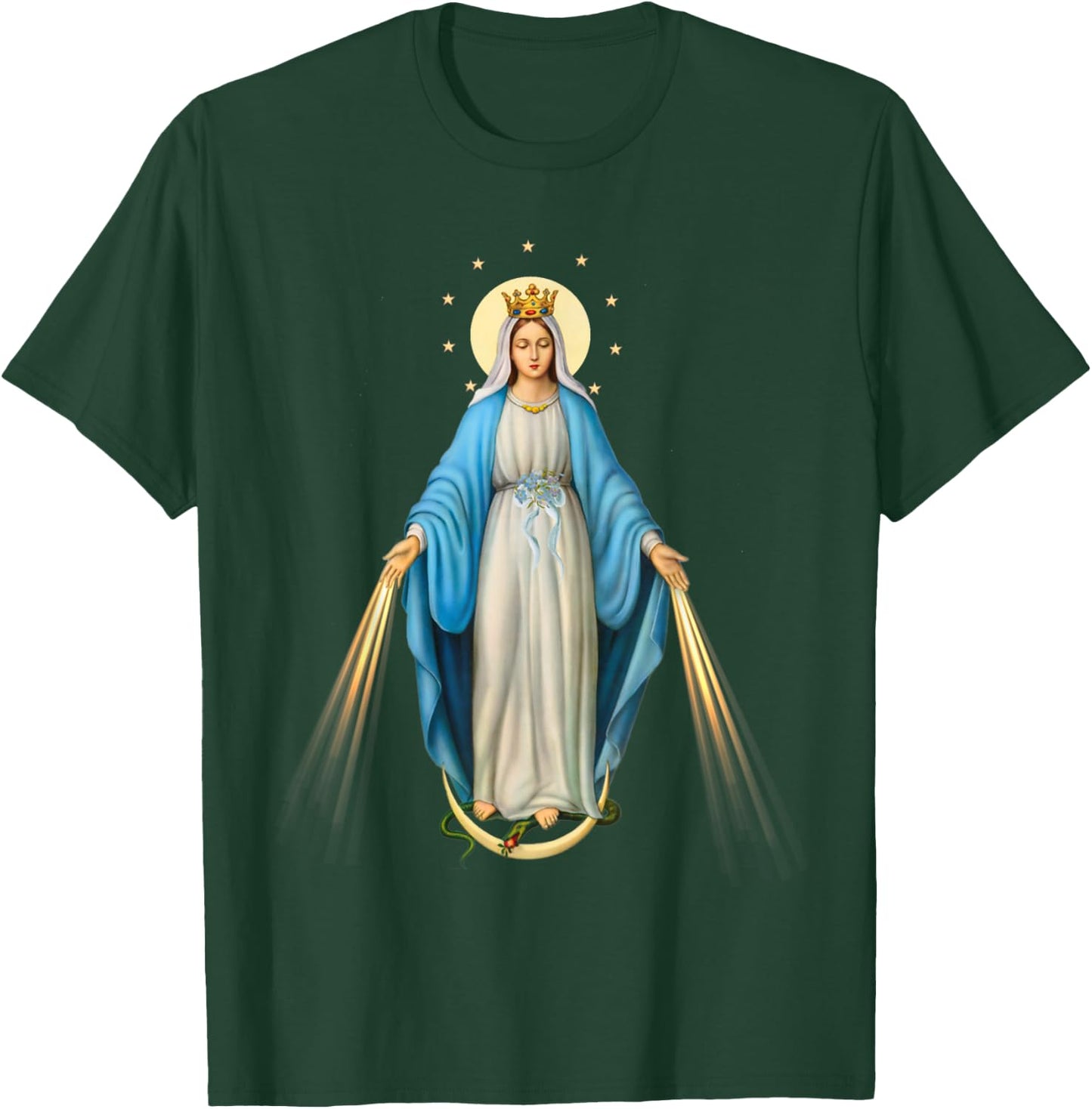 Holy Mother Mary Mother of Jesus Vintage Catholic Art Women T-Shirt - T-Shirt | Forest