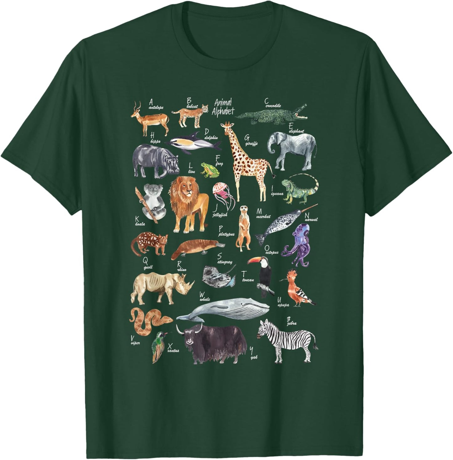 animal alphabet ABCs Learning T-Shirt - T-Shirt | Forest