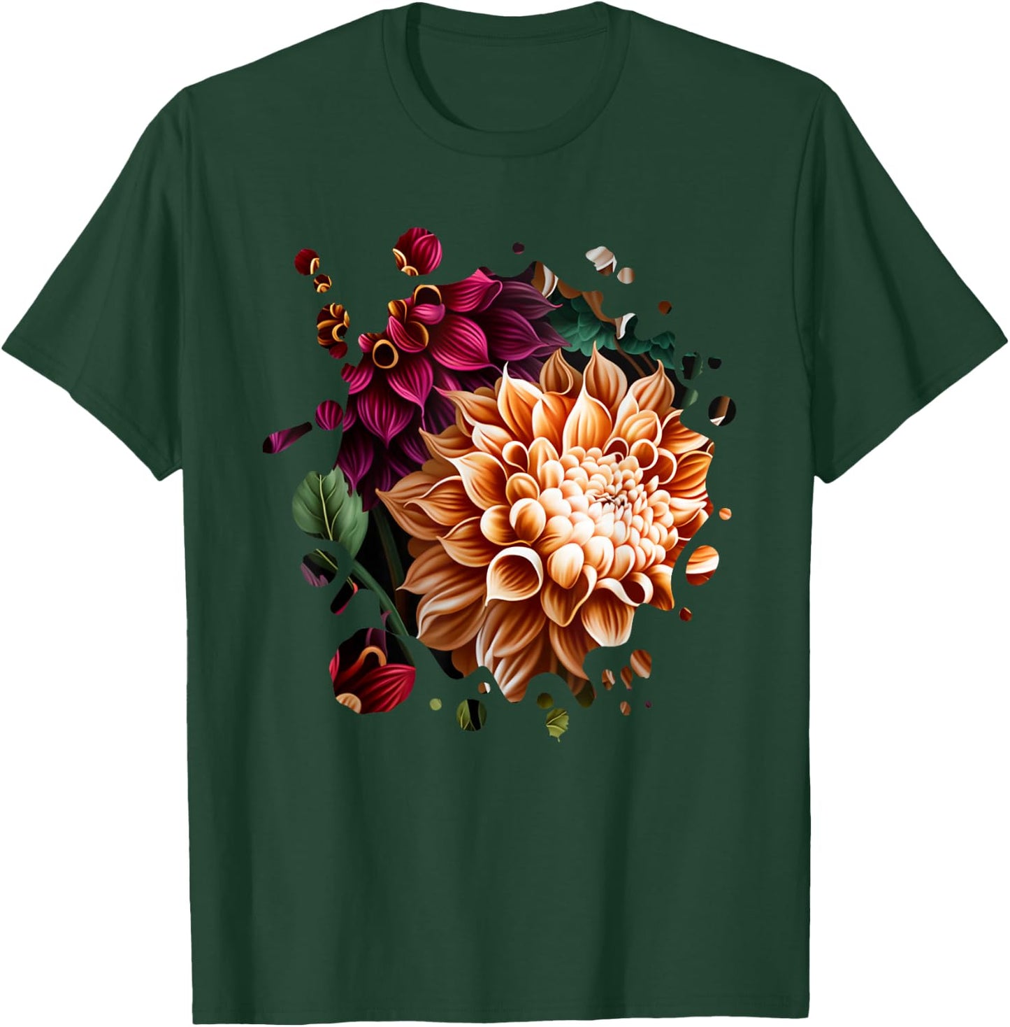 Vintage Dahlia Inspired Flower Plant Lover Funny gardening T-Shirt - T-Shirt | Forest