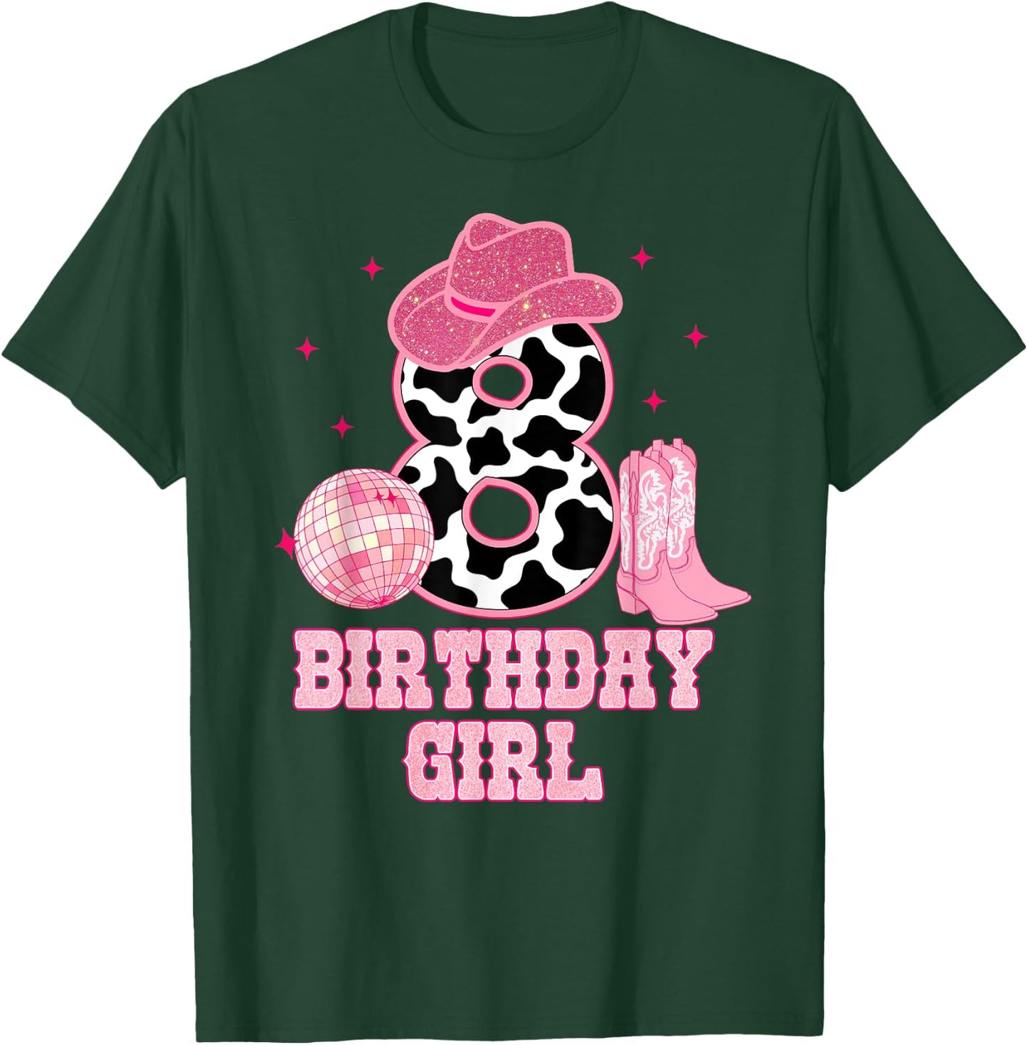 Happy 8th Birthday Girl Outfit Rodeo Western Cowgirl Cowboy T-Shirt - T-Shirt | Forest