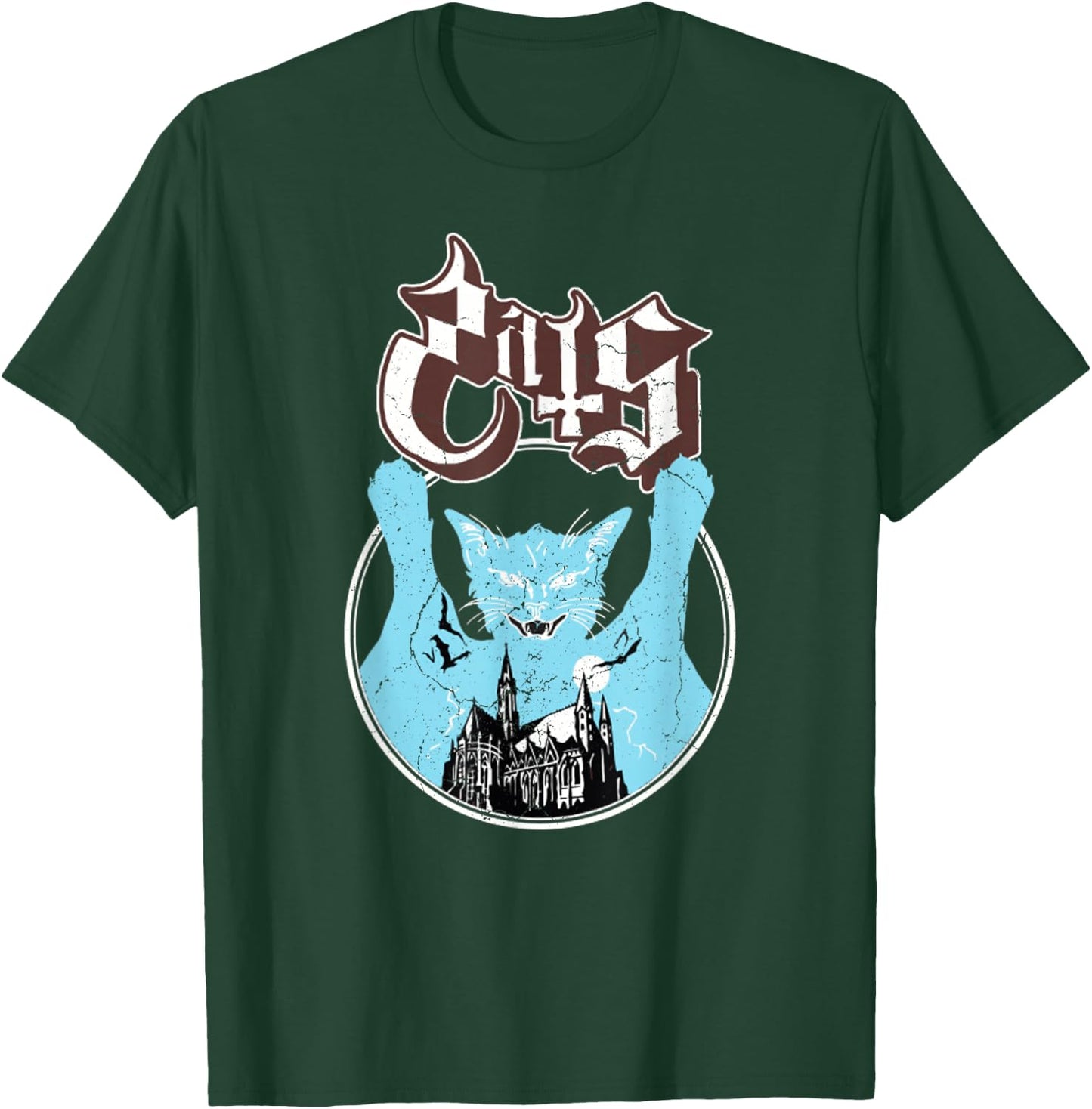 Ghost Vintage Halloween Meow Cat Friend Rock Ghost T-Shirt - T-Shirt | Forest