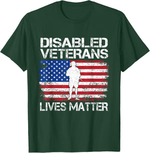 Disabled Veteran Lives Matter Flag American US Vet Military T-Shirt - T-Shirt | Forest