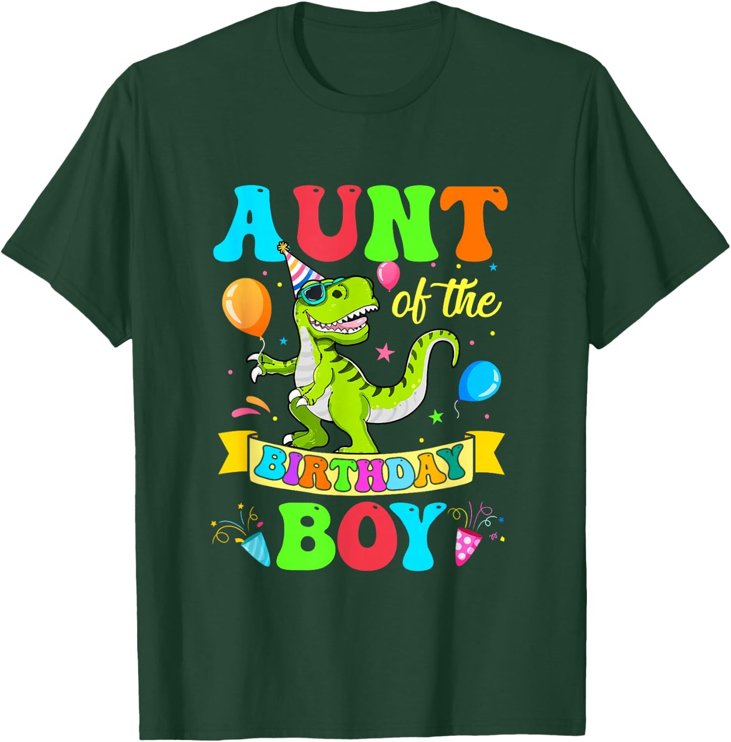 Love Family Matching Aunt Of The Birthday Boy T-Rex Dinosaur Birthday Party T-Shirt - T-Shirt | Forest