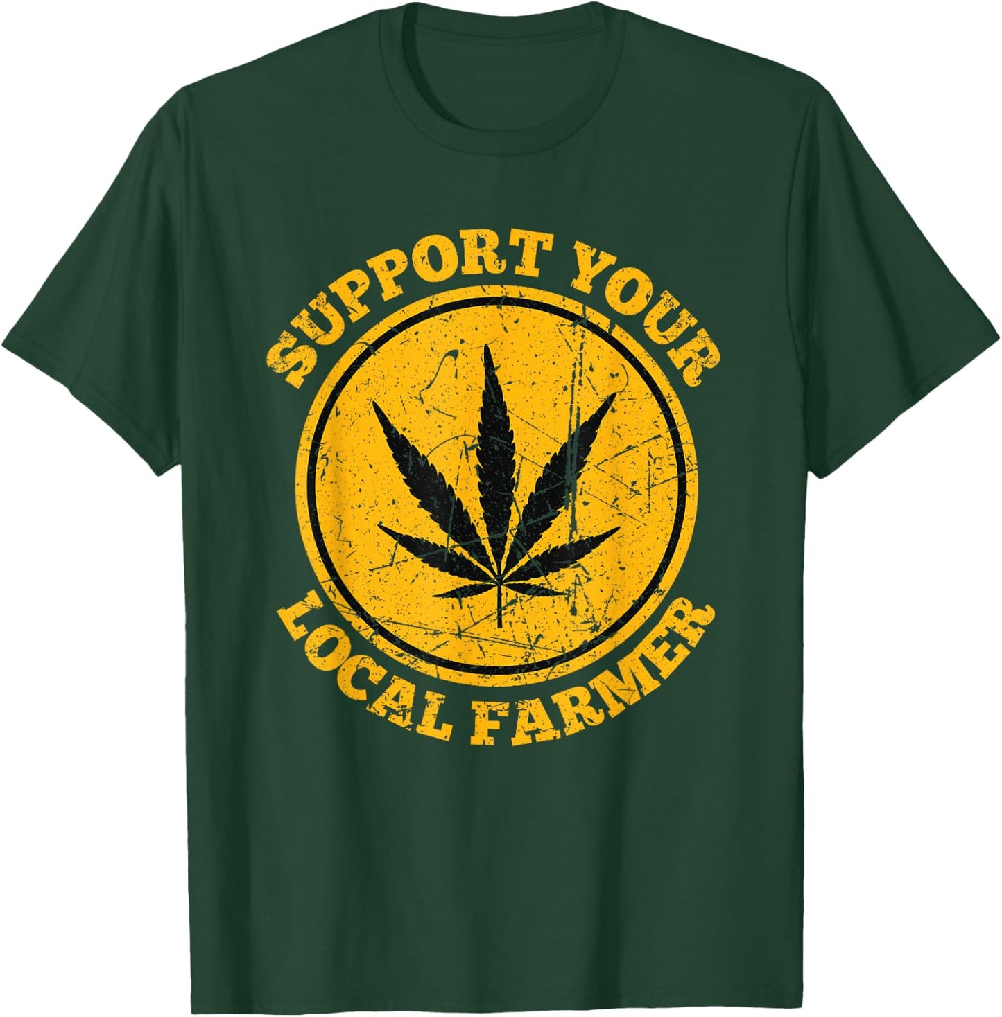 Retro Marijuana Support Your Local Farmer Cannabis Weed 2023 T-Shirt - T-Shirt | Forest