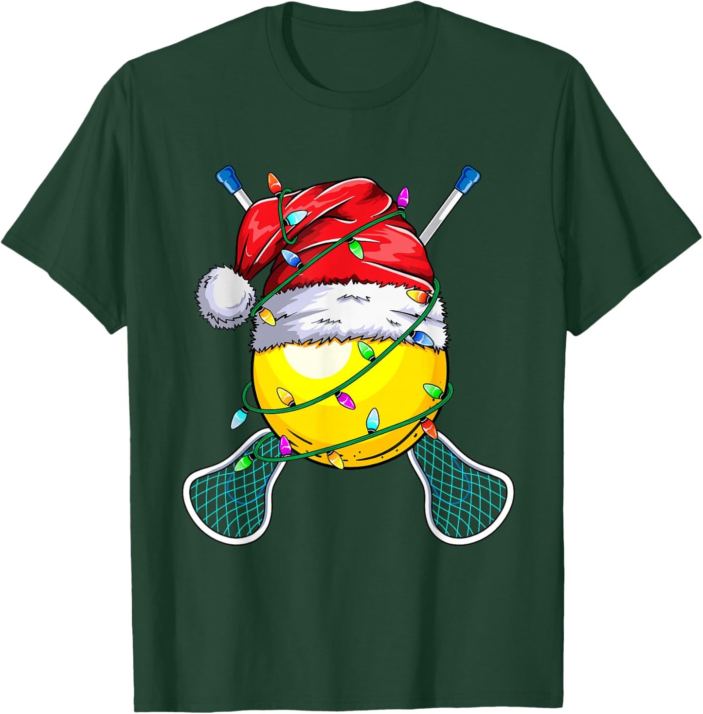 Santa Sports Design- Christmas Lacrosse Player T-Shirt - T-Shirt | Forest