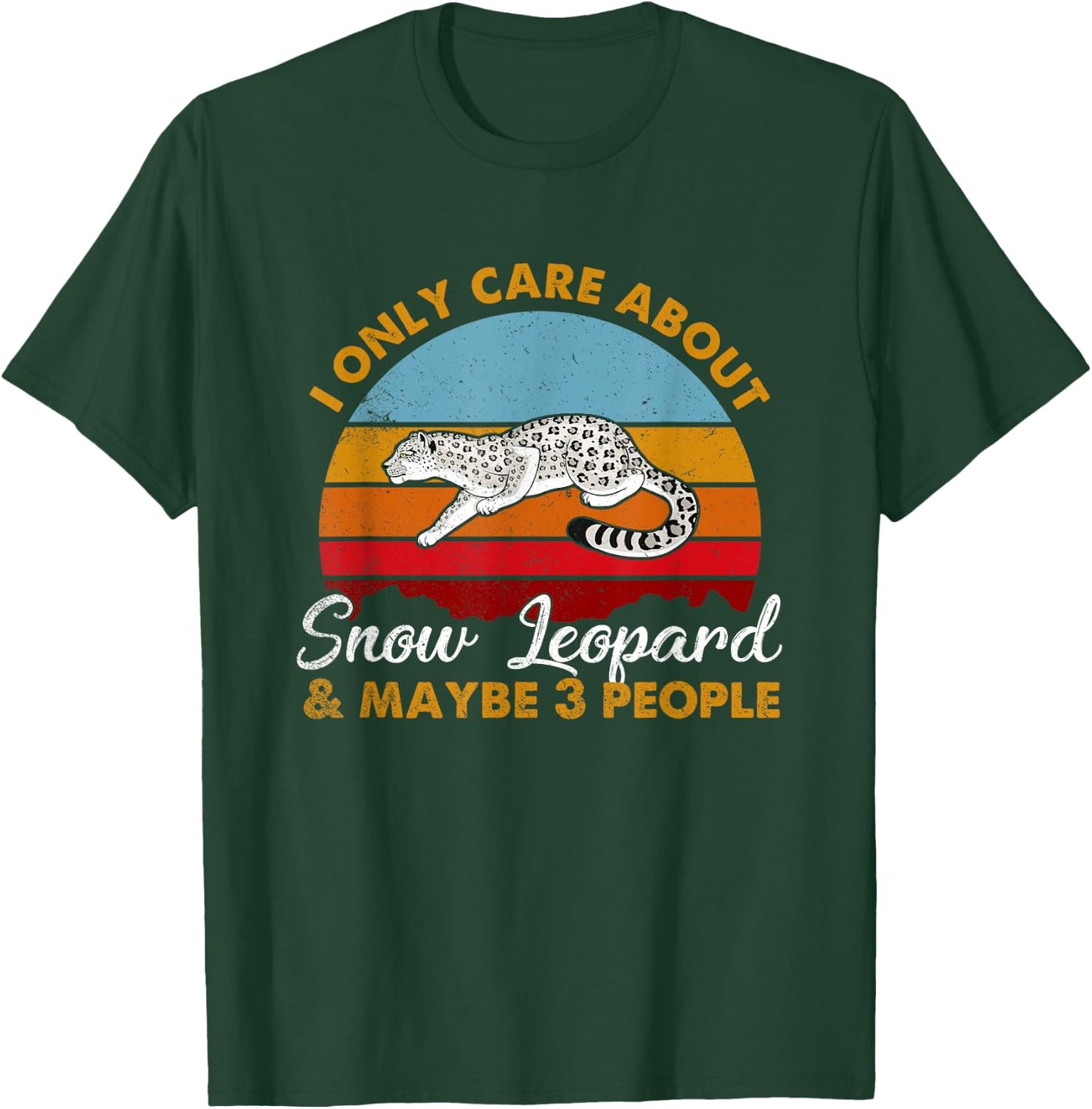 Retro Style Sunset Snow Leopard T-Shirt - T-Shirt | Forest
